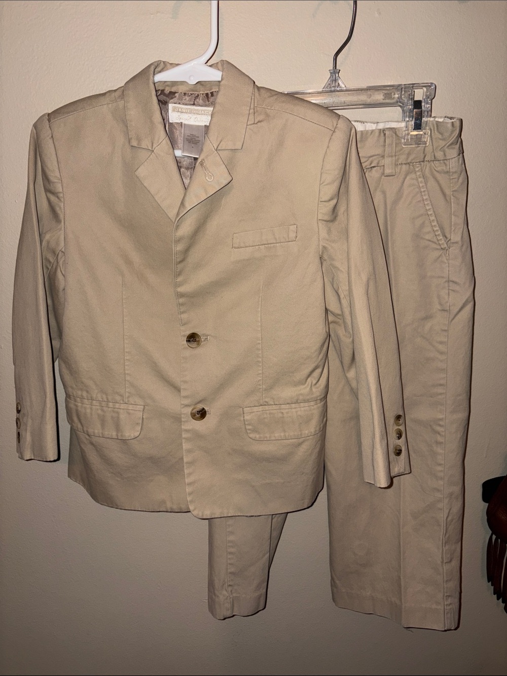 Janie and Jack Beige Cotton Chinos Suit Set